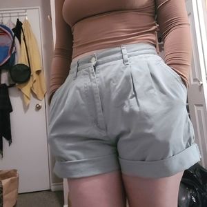 Vintage Green High Waisted Mom Shorts